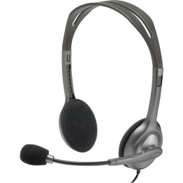 Casti audio Logitech H111 , 3.5 mm Jack , Peste cap , Microfon , Argintiu